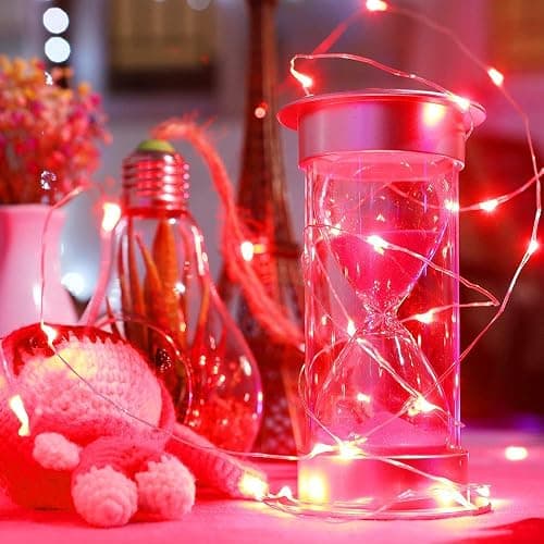 Ariceleo Led Fairy Lights Battery Operated, 1 Pack Mini Battery Powered Copper Wire Starry Fairy Lights for Bedroom, Christmas, Parties, Wedding, Centerpiece, Decoration (5m/16ft Red) thumbnail 6