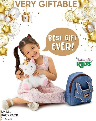 Naturally KIDS Toddler Backpack w Unicorn Toys, 2 Year Old Girl Birthday Gift, 3 Year Old Girl Gift Boy, Toddler Unicorn Toy thumbnail 6