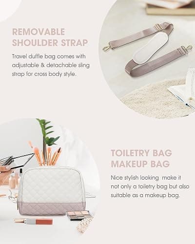 Travel Duffle Bag Weekender for Women: Travel Duffel Bag Carry-On Overnight Bag with Shoe Compartment & Wet Pocket Large Weekend Tote Bag withGym Duffel Bag for Hospital Beige thumbnail 4