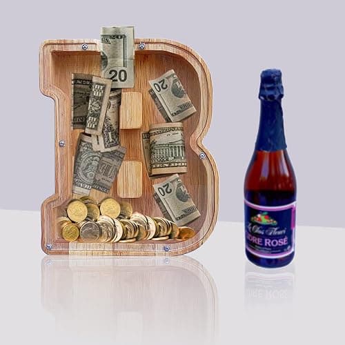 Large Piggy Bank for Kids Boys Girls, Personalized Wooden Letter Piggy Bank with Cut-Out Design, Alphabet Letter Coin Banks, Money Savings Box,Birthday Present for Kids Adults and Home Decoration (T) thumbnail 4