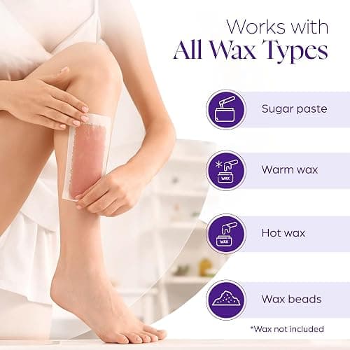 765 Professional Wax Strips for Waxing – Tear-Resistant Fabric Hair Removal Strips – 225 Large & 540 Small – Reusable for Warm Wax & Sugar Paste – Face, Body & Intimate Areas thumbnail 3