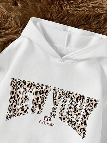 RoseSeek Girl's Cheetah Leopard Hoodies Long Sleeve Hooded Sweatshirts Pullover Tops Preppy Cute Clothes thumbnail 3