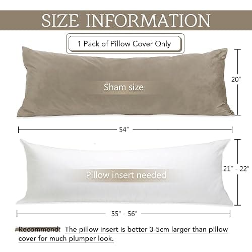 StangH Camel Beige Body Pillow Cover, Super Soft Velvet Case 20 x 54 Pregnancy Body Pillow Nursery Baby Protect Bed Pillowcase Couch Pillow, 20 x 54-inch, 1 Piece - 54" x 20" (Pack of 1) - Camel Beige thumbnail 2
