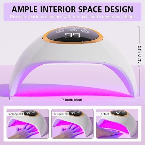 LadyMisty 72W UV Nail Lamp, Upgrade UV Light for Gel Nails, 3 Timer Nail Dryer, LCD Display, Smart Sensor, 99s Low-Heat Mode, Nail Lamps for Gel Polish for Beginners, Home DIY Salon Tool thumbnail 5