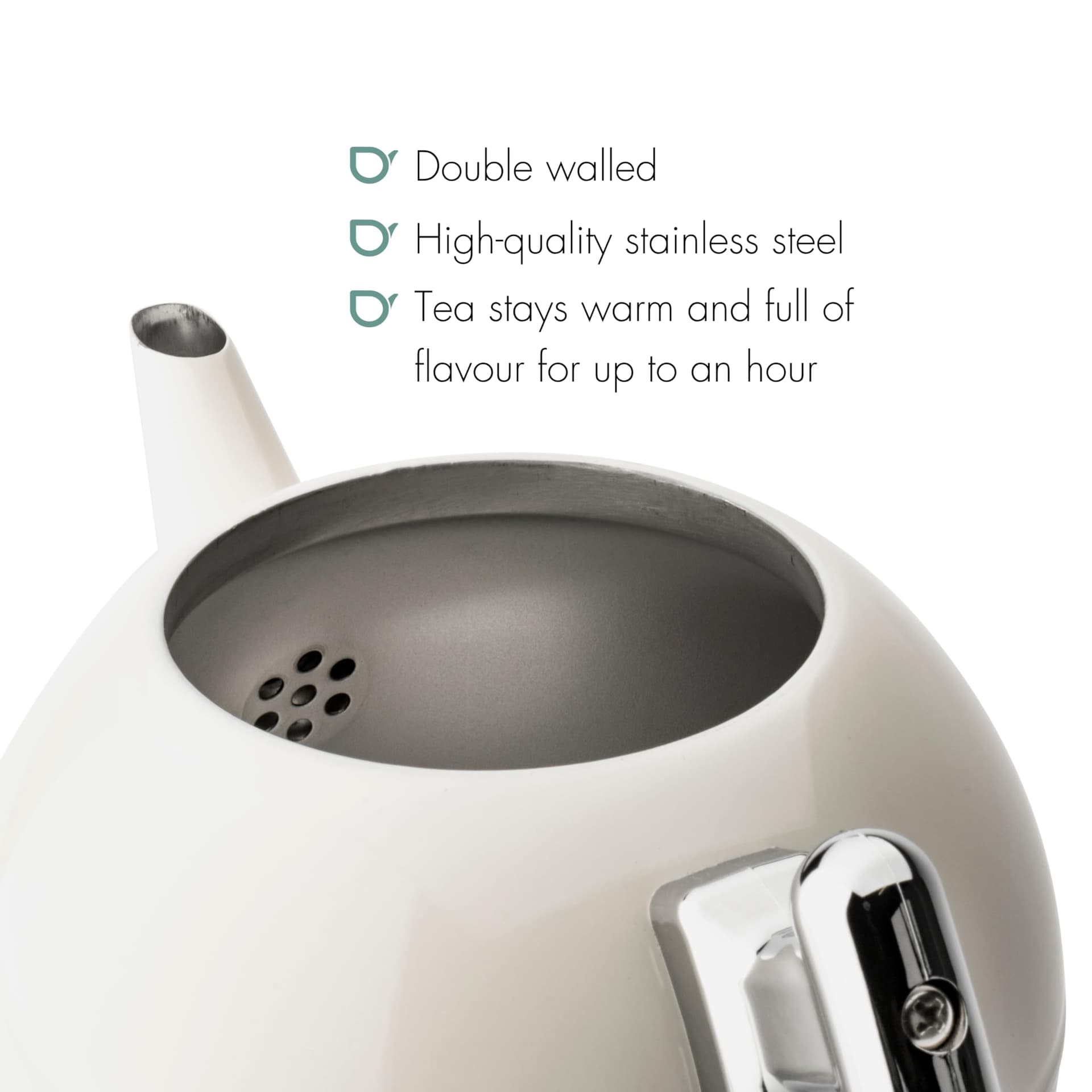 Bredemeijer - Duet® Bella Round – Double-walled Teapot – 1.2 liters - Stainless steel - Warm white thumbnail 2