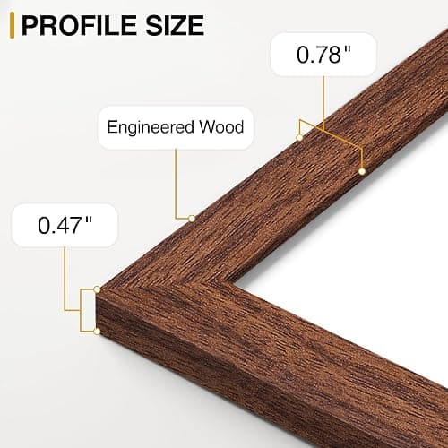 Vittanly 11x14 Picture Frames Set of 9 for Wall Mounting, Wood Grain Brown | Display Pictures 8x10 with Mat or 11x14 without Mat, Engineered Wood with Shatter Resistant Plexiglass, Gallery Photo Frames thumbnail 6