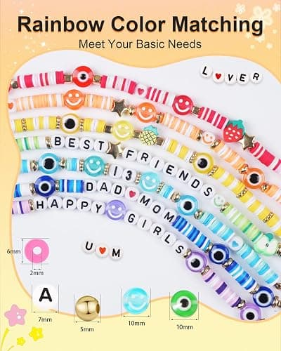 BestNow Clay Beads Bracelet Making Kit 5000 Pcs Friendship Bracelet Kits Flat Beads for Jewelry Making Polymer Heishi Beads Set for Bracelet Necklace DIY Crafts Gift for Girls Ages 6-12 thumbnail 3