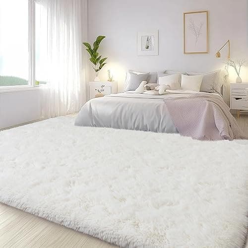 Lairep Large Area Rugs for Living Room Bedroom, 4x6 Feet Ivory Fluffy Shag Rugs, Ultra Soft Shaggy Plush Fuzzy Modern Indoor Throw Floor Carpet for Kids Girls Boys Dorm Nursery Home Decor Aesthetic thumbnail 2