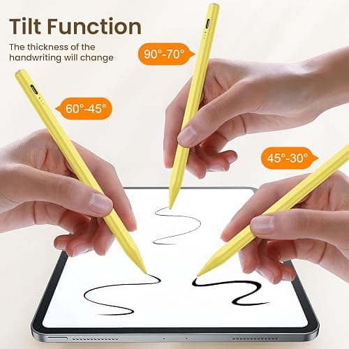 Hastraith Stylus Pen for iPad(2018-2025)-13 Mins Fast Charge with Tilt Sensitivity & Palm Rejection for iPad 11/10/9/8/7/6th Gen, Air 7/6/5/4/3/M3/M2, Pro 13"/12.9"/11"/M4, Mini 7/6/5th,Yellow thumbnail 7