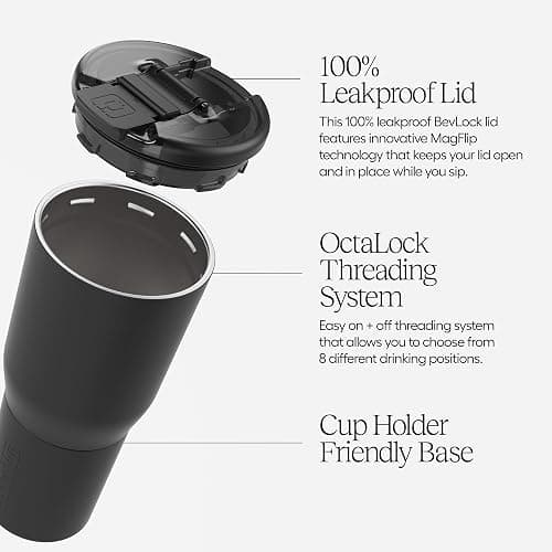 BrüMate Nav 25oz 100% Leak Proof Insulated Travel Tumbler with Magnetic BevLock™ Lid - Double Wall Cup-Holder Friendly Stainless Steel Mug (Eclipse) thumbnail 4