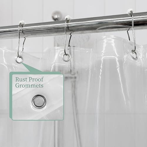 Mrs Awesome Clear Shower Curtain Liner with 3 Magnets, 72x72 Premium Flexible Sturdy Plastic Shower Curtain for Bathroom Lightweight, Waterproof, Clear thumbnail 8