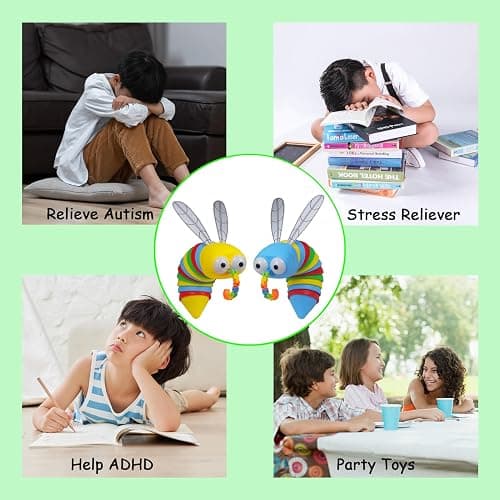 2 Pack Fidget Mosquito Toy, Fidgets Wacky Tracks Snap and Click Fidget Toys, Mosquito Sensory Toy with Wings for Kids Birthday Gifts Goodie Bag Basket Stuffers Classroom Prizes Party Favors - Blue Mosquito+Yellow Mosquito thumbnail 7