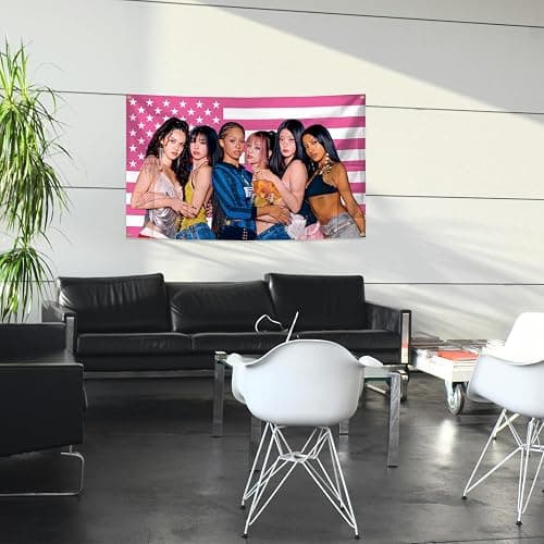 Funny Art Aesthetic Katseye Tapestry Flags 3×5 Feet Pink Wall Hanging Flag with Brass Grommets for Living Room, Bedroom, College Dorm Room, Party Decoration thumbnail 6