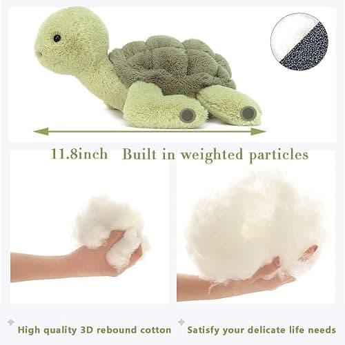 APJlKG 11.8Inch Weighted Plush Turtle Stuffed Animal Plush Soft Turtle Plush Toy A Christmas Birthday Gift for Boys and Girls,Green thumbnail 4