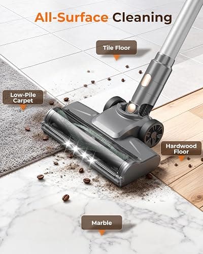UML0 N8 Cordless Vacuum Cleaner,Lightweight Stick Vacuum with Powerful Suction,2200mAh Battery,40 Mins Runtime,Self-Standing,Rechargeable Vacuum Cleaners for Home Hardwood Floor Carpet Pet Hair thumbnail 5