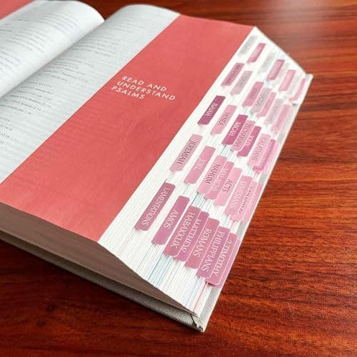Laminated Bible Tabs, Reposition Large Print Stickers, Easy to Read and Apply Bible Tabs for Women and Man (White Pink) thumbnail 5