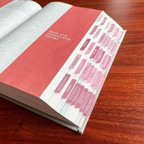 Laminated Bible Tabs, Reposition Large Print Stickers, Easy to Read and Apply Bible Tabs for Women and Man (White Pink) thumbnail 6
