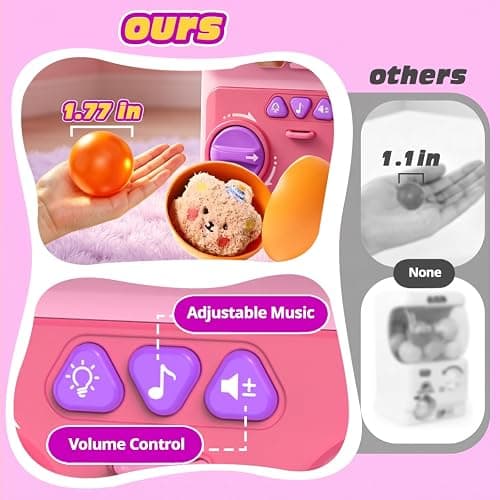 Skirfy Unicorns Capsule Vending Machine for Kids Prize Machine | 15PCS 1.77" Capsule 10 Plush Toy Light Up Music Toy Machine Arcade Game Toy thumbnail 3