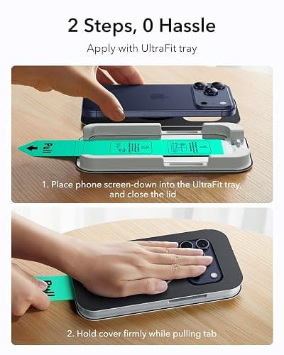 ESR 3 Pack for iPhone 17 Pro Max Screen Protector, Military-Grade Shatterproof, 9H Hardness, Full Coverage Tempered Glass with Ultra Fit Tray thumbnail 3