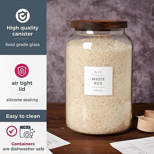 CZSZYGHBAO 2 PCS Large Glass Jar with Airtight Lid, Glass Food Storage Jars for Tea,Spice,Cereal, Egg,Flour,Coffee and More(1 gallon/4000 ml) thumbnail 6