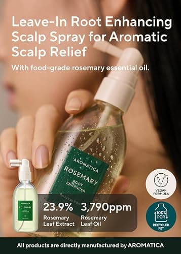 AROMATICA Root Enhancer Rosemary Water Spray for Hair Growth – Korean Hair Care Oil for Scalp Detox – Flaky & Itchy & Dry Scalp Treatment – Free from Sulfate, Silicone, and Paraben (3.38oz) thumbnail 2