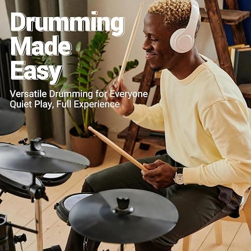 MOSEN Electric Drum Set with 4 Quiet Mesh Drum Pads, Cymbals, Sticks, Headphones, USB MIDI, Kick Pedal, 195+ Sounds and 25 Drum Kits for Beginner MED-X3 thumbnail 3