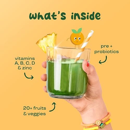 Bloom Nutrition Superfood Greens Powder for Kids, Digestive Enzymes, Probiotics, Prebiotics, Gut Health, Chlorella, Green Juice Mix w/Beet Root Powder (25 Servings (Pack of 1), Tropical Punch) thumbnail 3