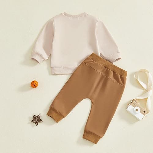 Fufuriprefer Toddler Baby Boy Basketball Outfit Game Day Long Sleeve Sweatshirt Solid Jogger Pant Set Spring Clothes thumbnail 7