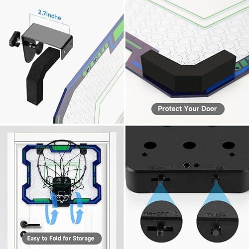 Basketball Hoop Indoor for Kids(4-12 Years Old), Over The Door Basketball Hoop with Scoring, Countdown and Music Accompaniment, Christmas Toys thumbnail 6