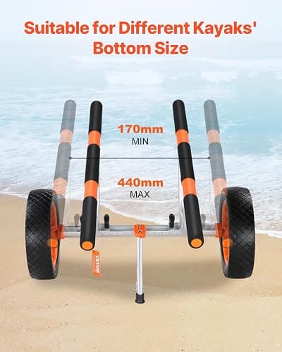 VEVOR Kayak Cart, Heavy Duty 450 LBS Load Capacity Kayak Trailer, Detachable Canoe Trolley Cart with Adjustable Width & Nonslip Support Foot, 12'' Solid Tires for Kayaks Canoes Float Mats Paddleboards thumbnail 5