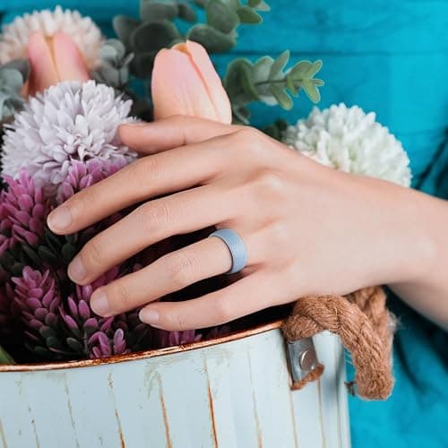Egnaro Women's Rings Enhancers, 6mm Wide, 2mm Thick, Silicone Wedding Rubber Band with Half Size, Inner Arc Ergonomic Breathable Design thumbnail 4