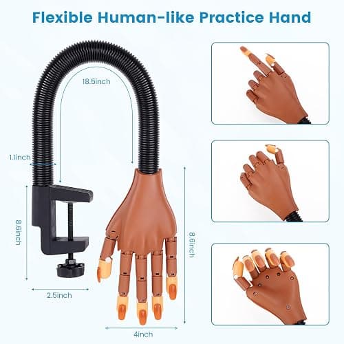 Wilfniee Magnetic Practice Hand for Acrylic Nails: Flexible Fake Nail Training Hand Practice - Manicure Hand Practice Kit for Beginners thumbnail 6