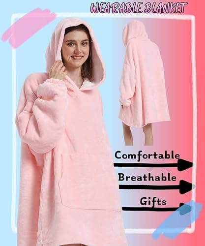 Solvienne Wearable Blanket Hoodie Men Women Oversized Flannel Sweatshirt thumbnail 3