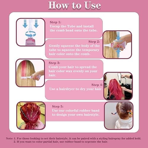 HaiolorPro Hair Chalk for Kids Washable, Temporary Hair Colour Wax Kit for Girls, Temporary Hair Dye for Dark Hair，6 PCS Temporary Hair Color Spray for Kids Girls Gifts 6 7 8 9 10 11 12 13 Years Old thumbnail 4