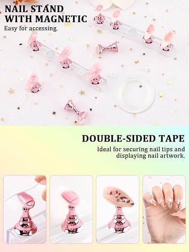 YOOVR 28-In-1 Nail Art Tools with Nail Stand, Nail Stuff, Nail Art Brushes | Nail Supplies, Nail Holder for Press on Painting, French Tip Liner Brush, Dotting Tools, Must Have Design Tools for Nail Tech thumbnail 4