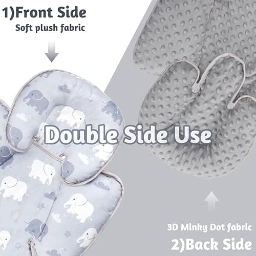 TANOFAR Infant Car Seat Head Support, Soft Baby Carseat Head & Body Support, Elephant Baby Car Seat Insert Cushion for Newborn Boys - Gray Elephant thumbnail 3