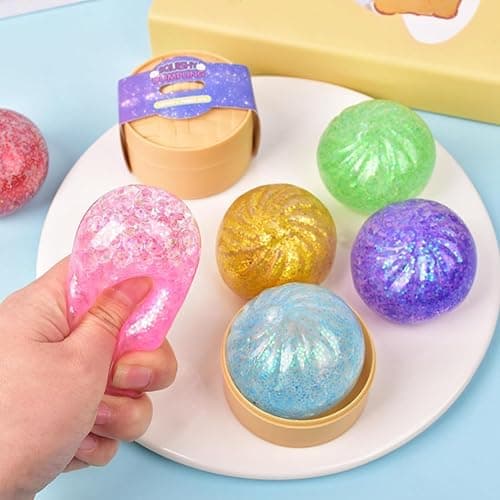 12pcs Dumpling Squishies Toy, Giant Glitter Dumpling Squeeze, Cute Soft Dumplings Shaped Toys for Relaxation Boys Girls Children Adults Students Home Office Classroom (Style-01) thumbnail 2