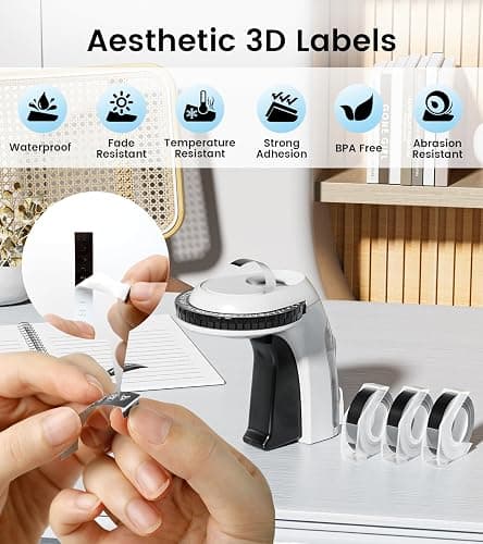 EazeID Embossing Label Maker Machine with Tapes, Manual Embossed Label Maker Retro, Vintage Embosser Labeler 3/8 Inch 9mm 3D Waterproof-Labels for Scrapbooking Supplies Kids DIY Craft Home Office Use thumbnail 7