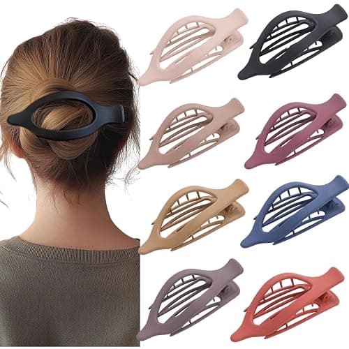 8 Pack Flat Hair Clips for Women,Matte No Crease Flat Claw Clips, Large Strong Hold Barrettes for Thick & Thin Hair, French Duckbill Styling Accessories thumbnail 9