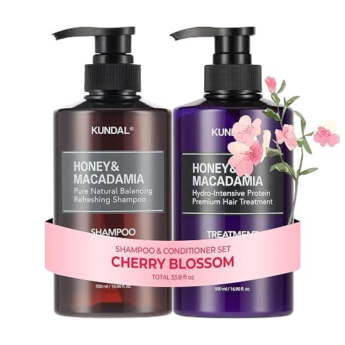 KUNDAL Korean Shampoo and Conditioner Set – [Cherry Blossom], Salon-quality, Long Lasting Scent, Moisturizing, Sulfate-Free Formula with Argan & Macadamia Oil, 16.9 fl oz (2 Pack) - Image 1