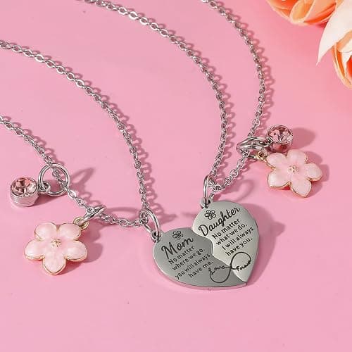 Artlunar Mother Daughter Necklace - Heart Matching Necklace Keychain for Mom Women Mother Day Gift from Daughter thumbnail 3