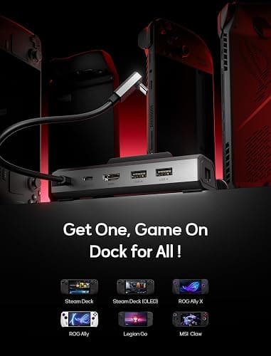 JSAUX Upgraded Docking Station 4K@120Hz for Steam Deck OLED/ROG Ally X/Legion Go/MSI Claw, 5-in-1 Steam Deck Dock with HDMI 2.1, 100Mbps Ethernet, USB 2.0 and 100W Charge for Steam Deck LCD-HB0602 thumbnail 4
