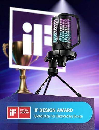 FIFINE AmpliGame A6V USB Gaming Microphone, Condenser RGB Mic for Streaming | Quick Mute, RGB, Gain Control, Tripod Stand, Pop Filter, Shock Mount, for PC/PS5 Discord Twitch Podcasts Videos YouTube thumbnail 2