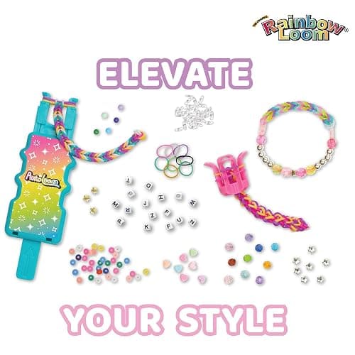 Rainbow Loom: 2,400 Bands & 1,000 Beads AutoLoom Rainbow Bliss Kit with AutoLoom & Finger Loom – DIY Braid & Bead Bracelet Jewelry Making Set for Kids 7+ thumbnail 4