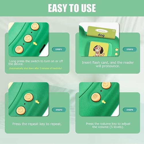 Talking Flash Cards for Toddler Toys for 2 3 4 5 6 Year Old Baby Boys Preschool Learning Resources Sensory Toys for Autism Educational Montessori Toy with 224 Words Interactive Gifts For Kids Age 2-6 - British-Green thumbnail 7