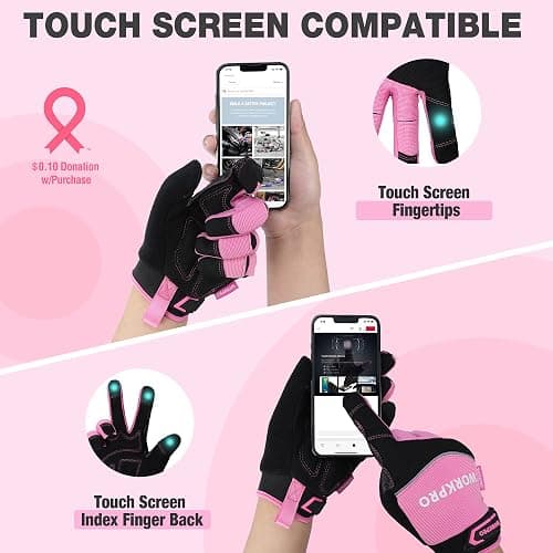 WORKPRO Safety Work Gloves, Mechanic Working Gloves for Men Women, Touch Screen, Terry Fabric, Non-Slip thumbnail 3