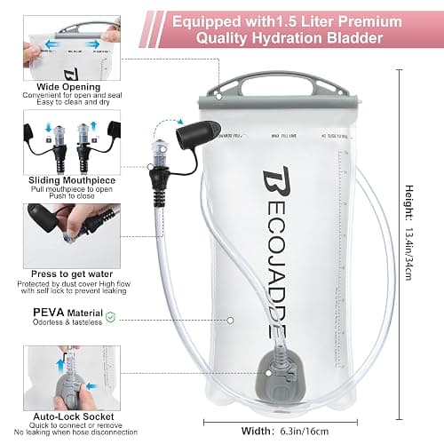 BECOJADDE Running Vest Hydration Backpack for Men Women, 5L Lightweight Running Backpack Hydration Pack for Marathon, Trail, Cycling, Hiking, Jogging thumbnail 5