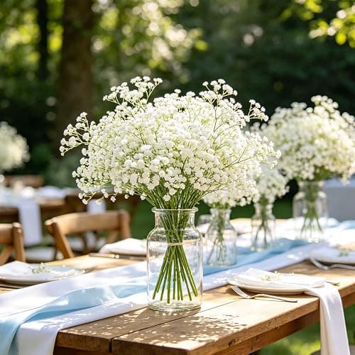 6Pcs Babys Breath Artificial Flowers, 21'' White Gypsophila Fake Flowers | Realistic Baby Breath Flowers Artificial Bulk for Wedding Centerpieces Bouquet Floral Arrangement Baby Shower Vase Filler thumbnail 7