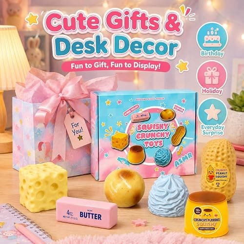 6PCS Crunchy Squishy Box Mystery Fun Asmr Feel Set | Crunchy Squishies Stress Balls Blind Slow Return Squishies, Relief Hand Relax Desk Decor Party Favor Gifts for Adult thumbnail 7