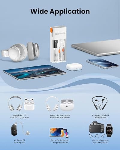 20-in-1 for AirPod Cleaner Kit Pro 4 3 2 1 - Multifunction Cleaning Tool for Headphones Earbuds Phone Laptop Keyboard Screen - Metal Tip, Soft Brush, Flocking Sponge, 15ml Spray, Cloth, Putty thumbnail 8